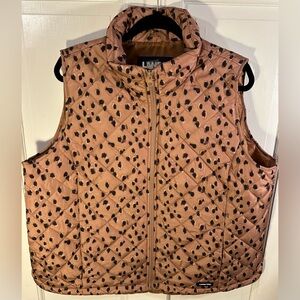 Lands’ End Sleeveless Puffer Vest Dalmatian Black & Brown Size XL/P